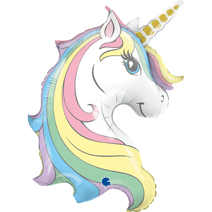 Folieballong - Macaron Unicorn Head Shape 99 cm