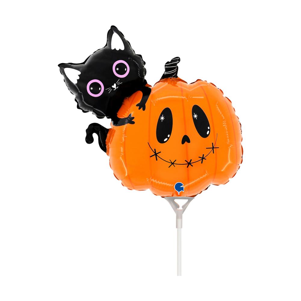 Folieballong Mini - Cat & The Pumpkin 35 cm