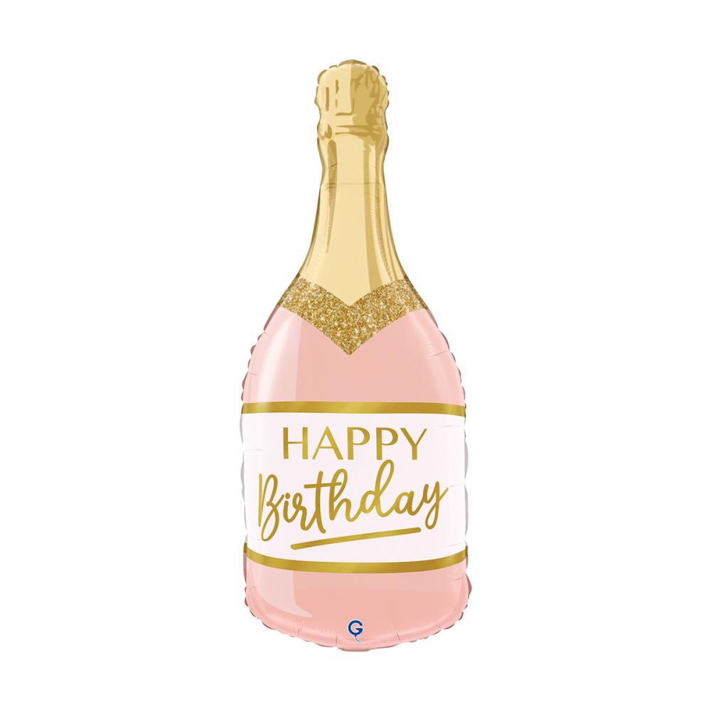 Folieballong - Pink Birthday Bottle Shape