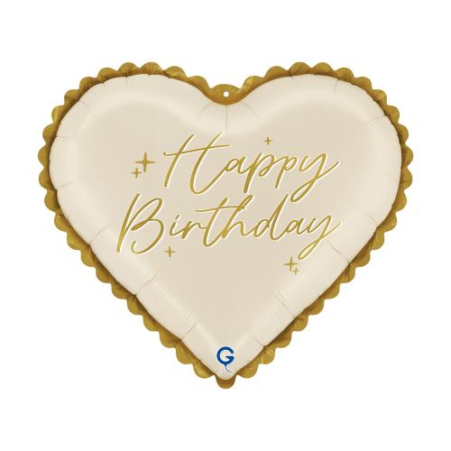Folieballong - Hjärta Elegant Birthday 46 cm