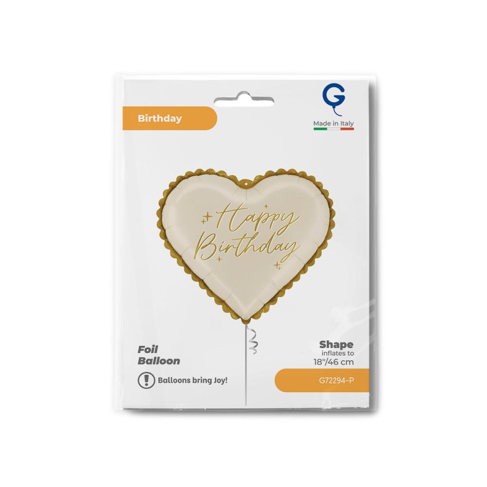 Folieballong - Hjärta Elegant Birthday 46 cm