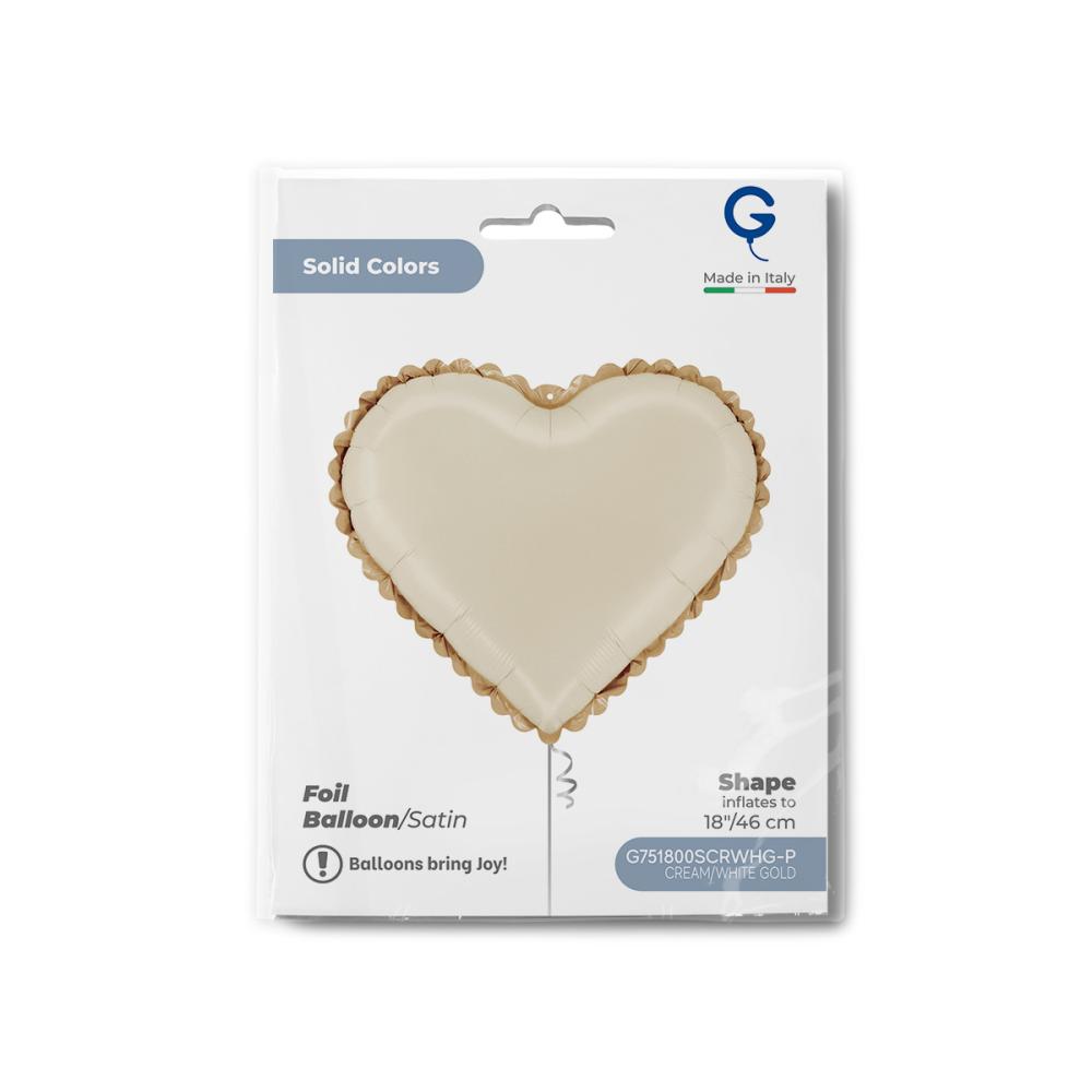 Folieballong - Hjärta Lace Cream 46 cm