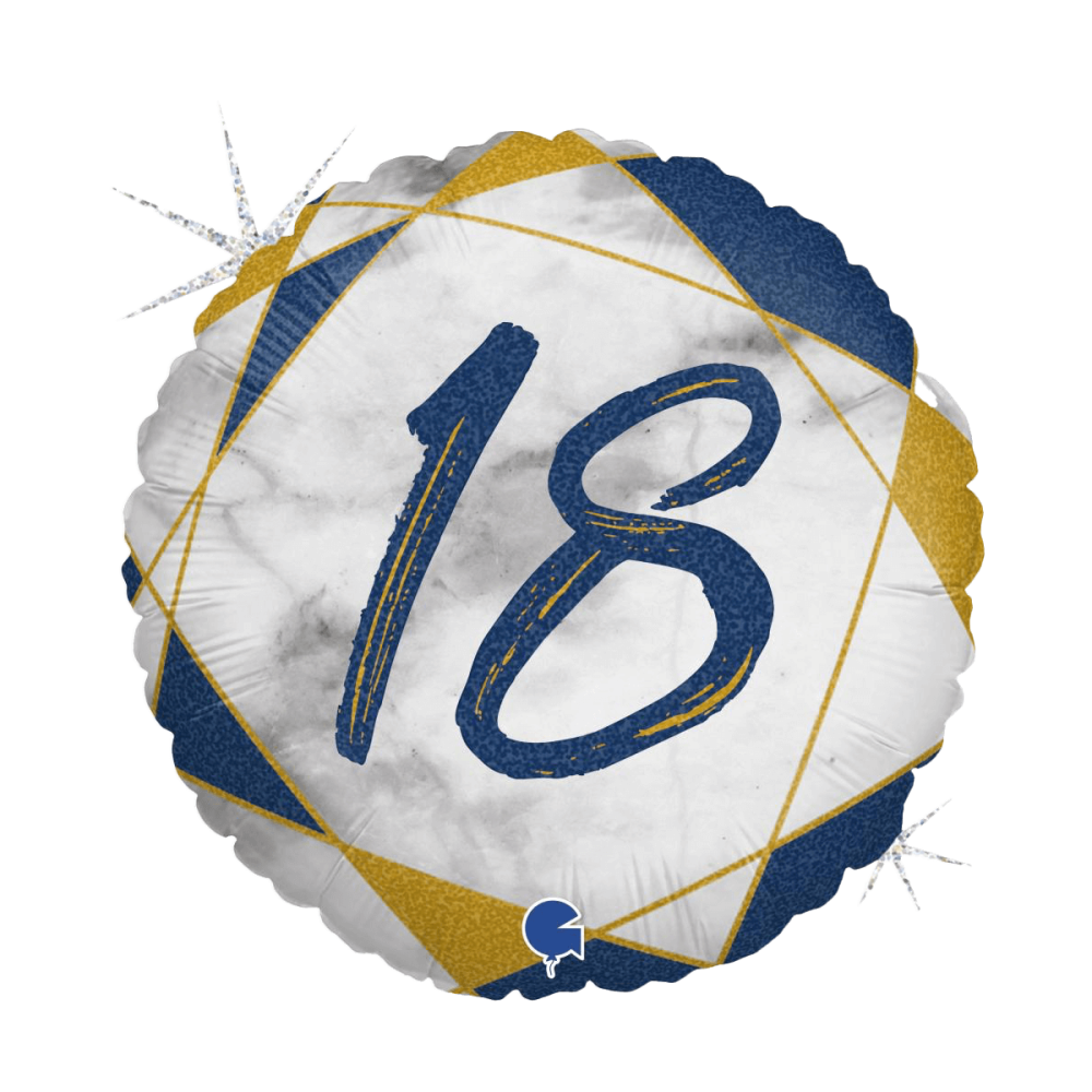 Folieballong - Marble Mate 18 Blå  46 cm