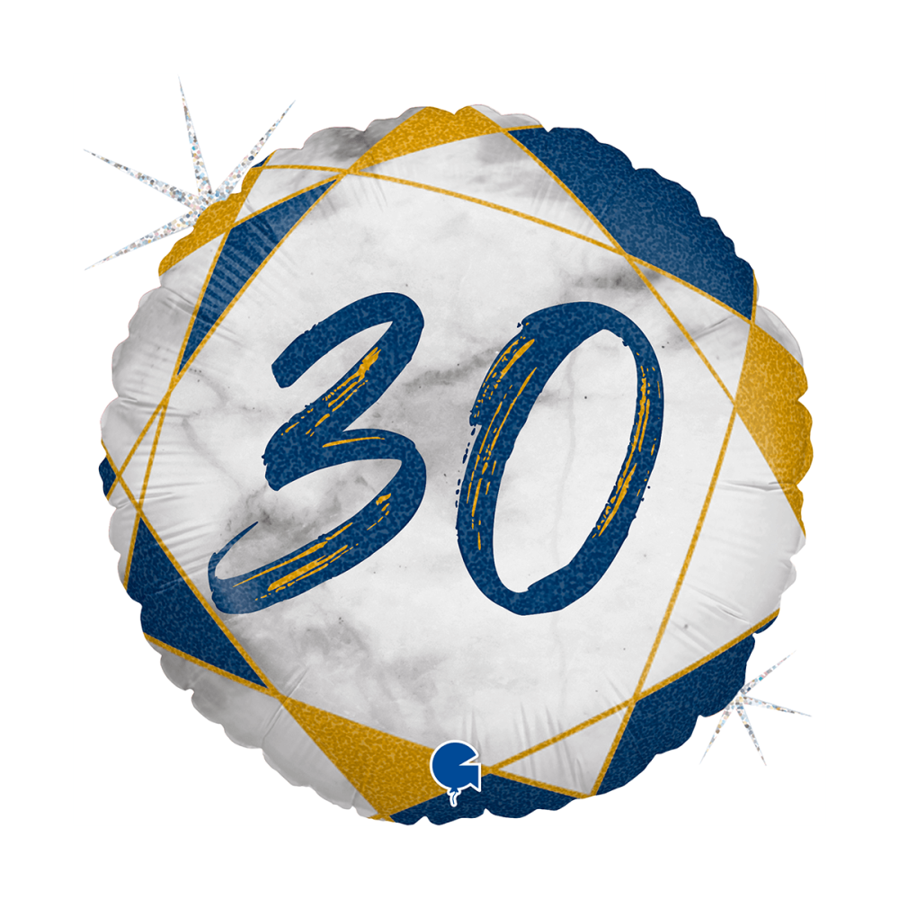 Folieballong - Marble Mate 30 Blå  45 cm