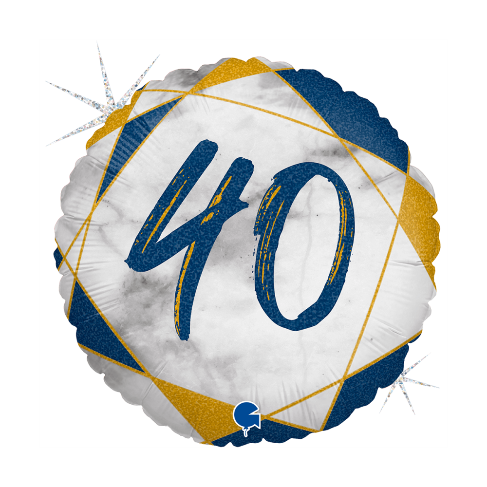 Folieballong - Marble Mate 40 Blå 45 cm