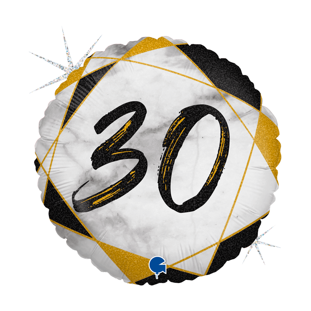 Folieballong - Marble Mate 30 Svart 45 cm