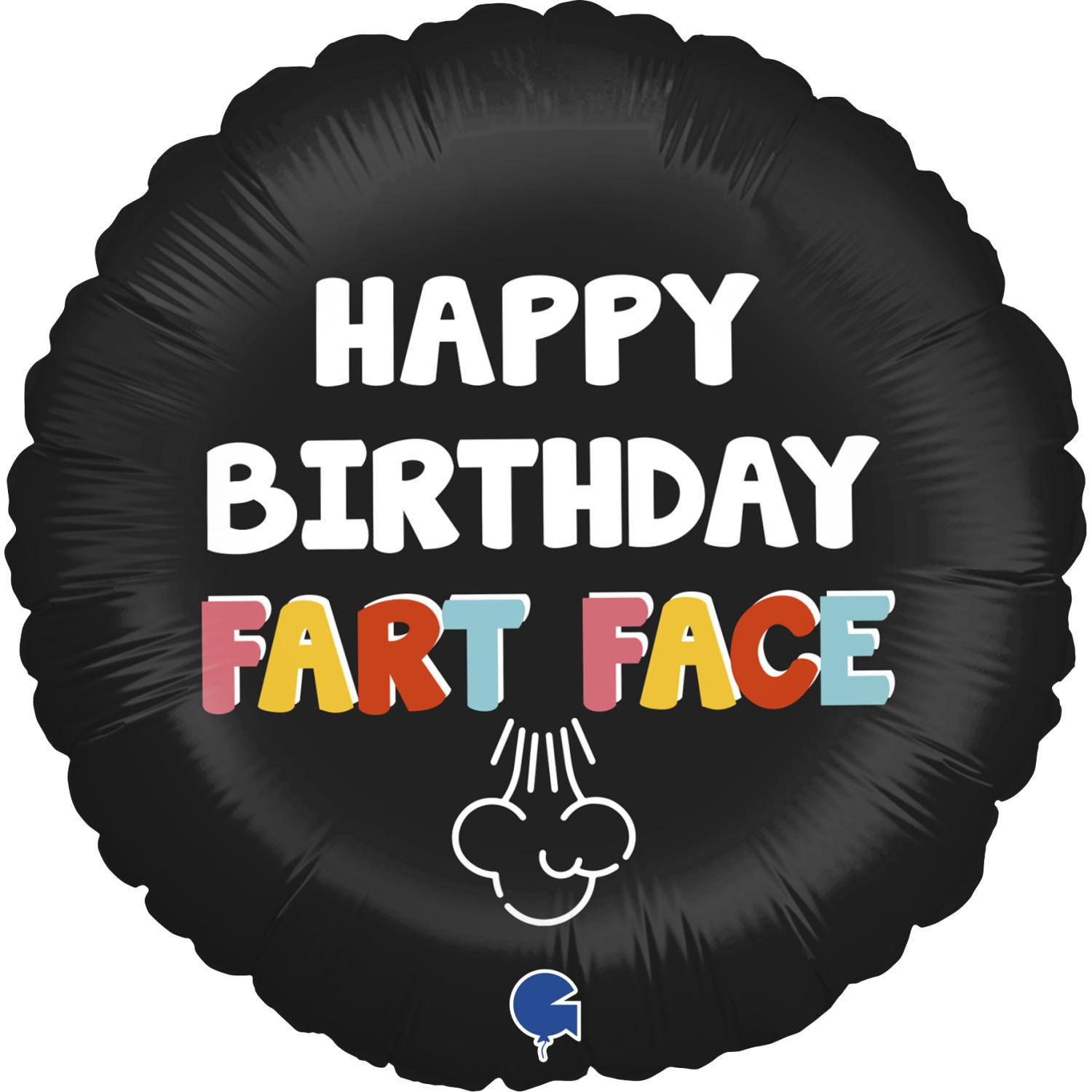 Folieballong - Happy Bday Fart Face 45 cm