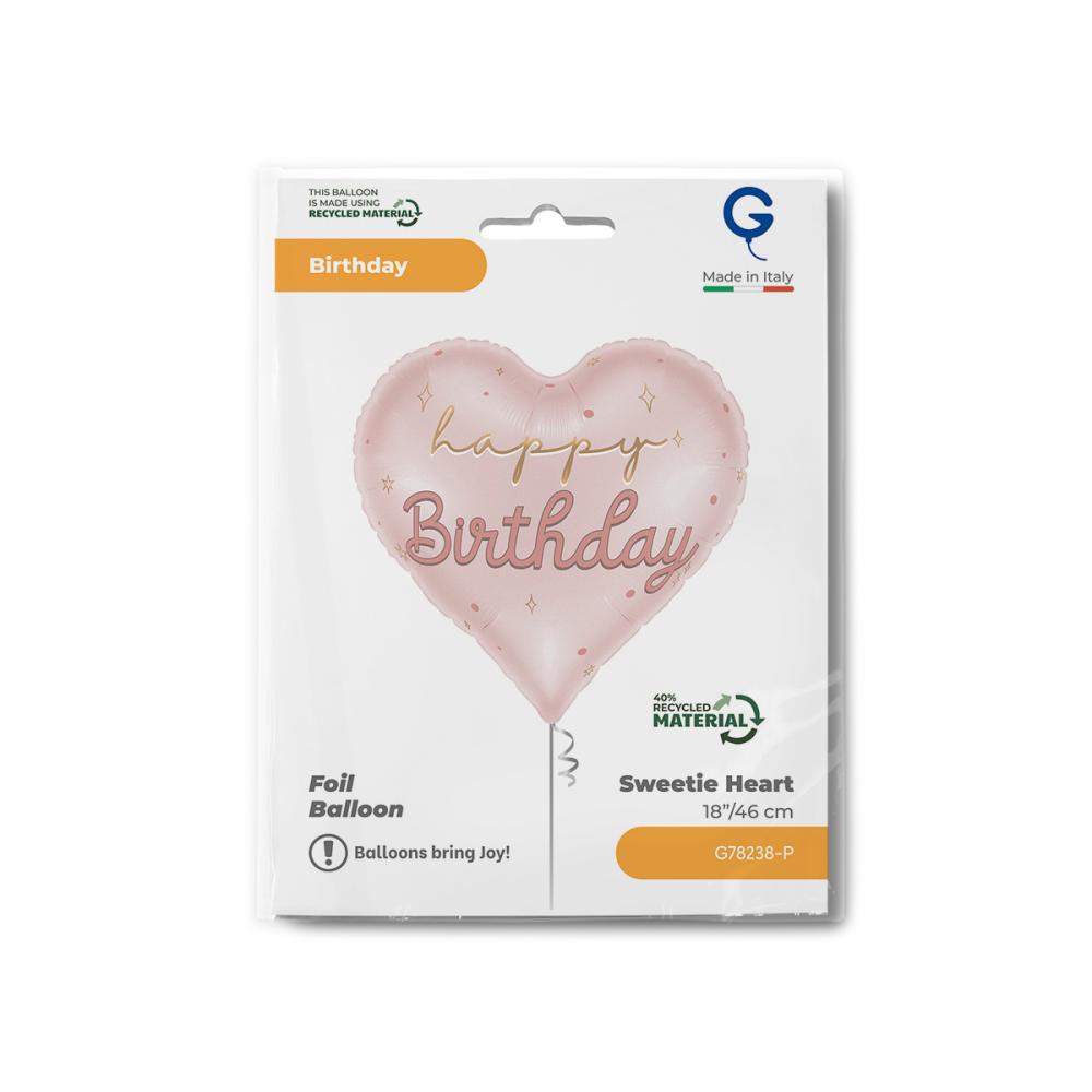 Folieballong - Sweetie Heart Happy Birthday 46 cm