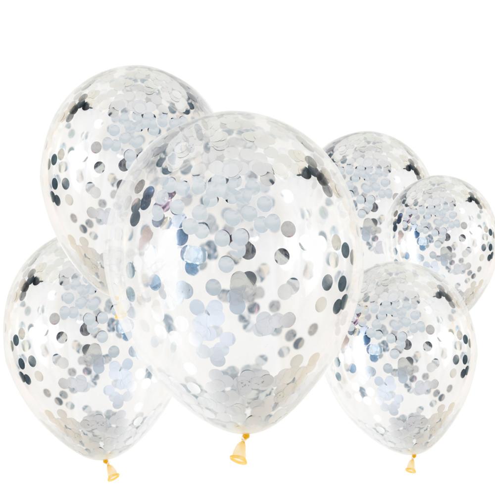 Konfettiballonger - Silver 6-pack
