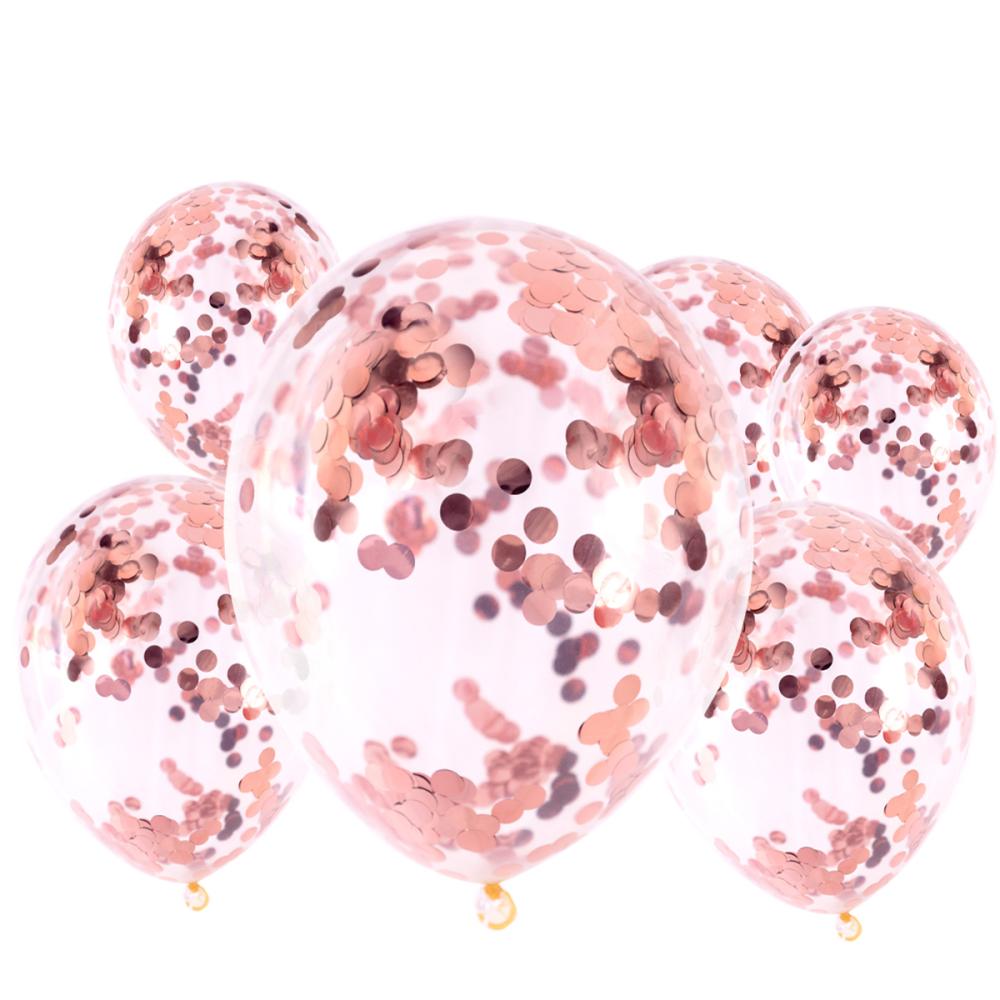 Konfettiballonger - Rose Gold 6-pack