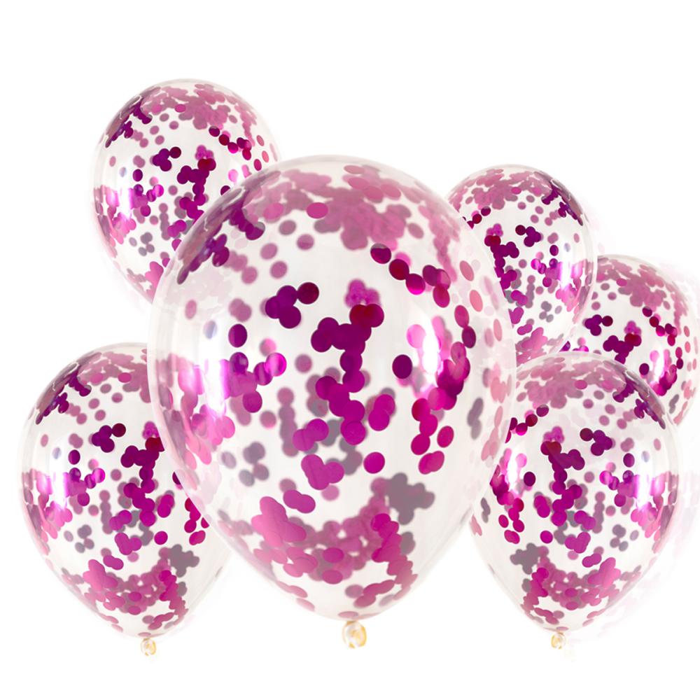 Konfettiballonger - Magenta 6-pack