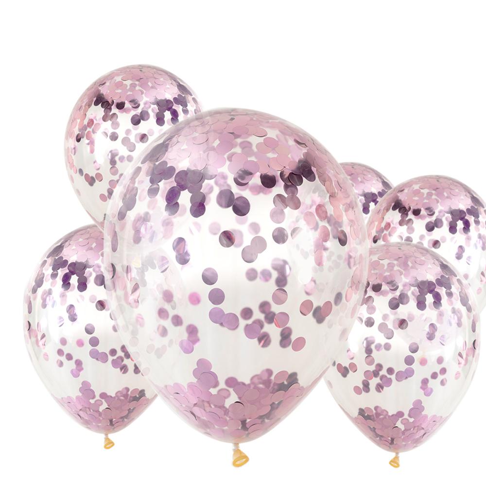 Konfettiballonger - Rosa 6-pack