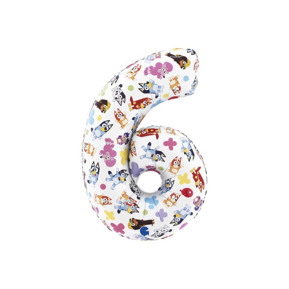 Ballongsiffra - Bluey - Sex 66 cm