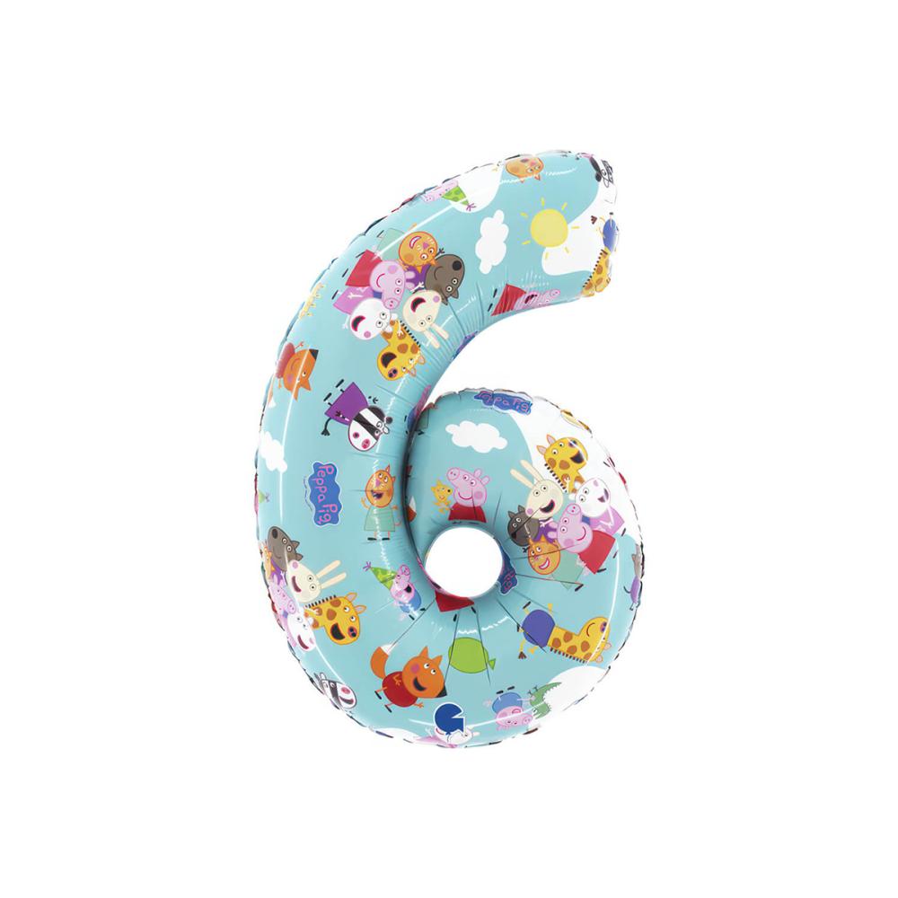 Ballongsiffra - Greta Gris - Sex 66 cm