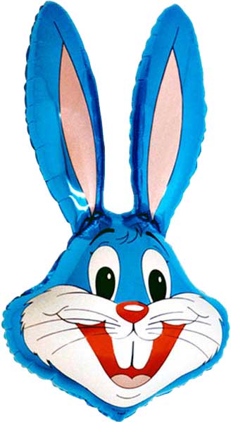 Folieballong - Kaninhuvud Blått Shape