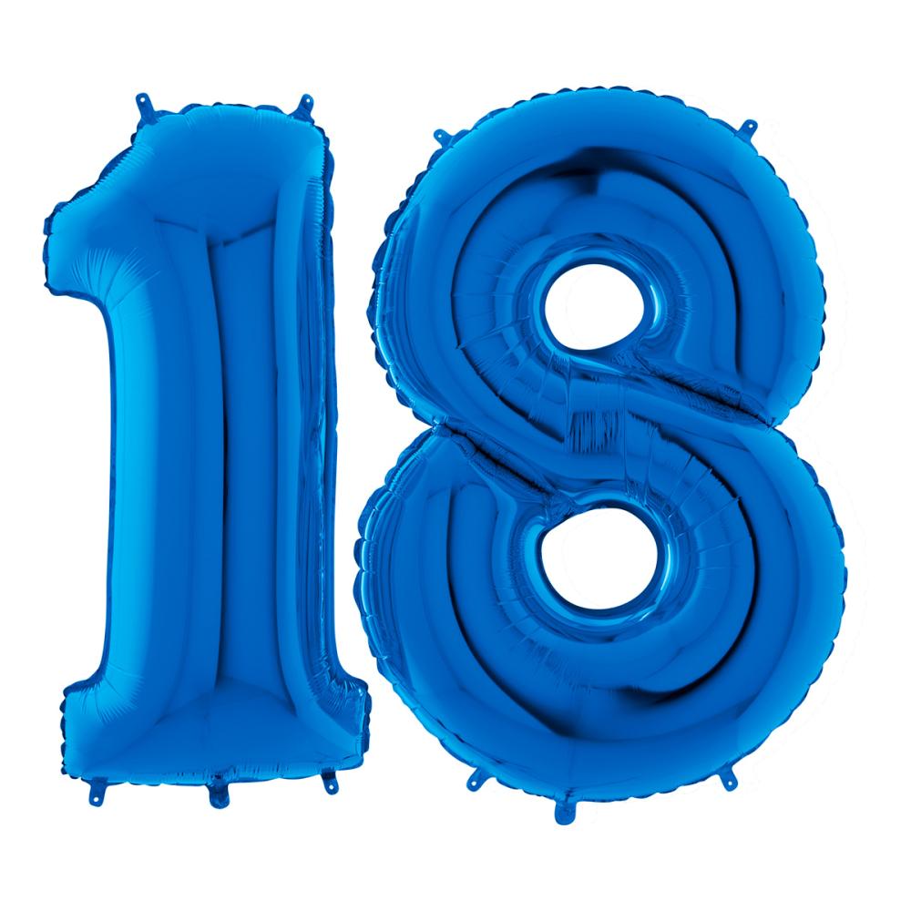 Ballongsiffror - 18 Blå 100 cm