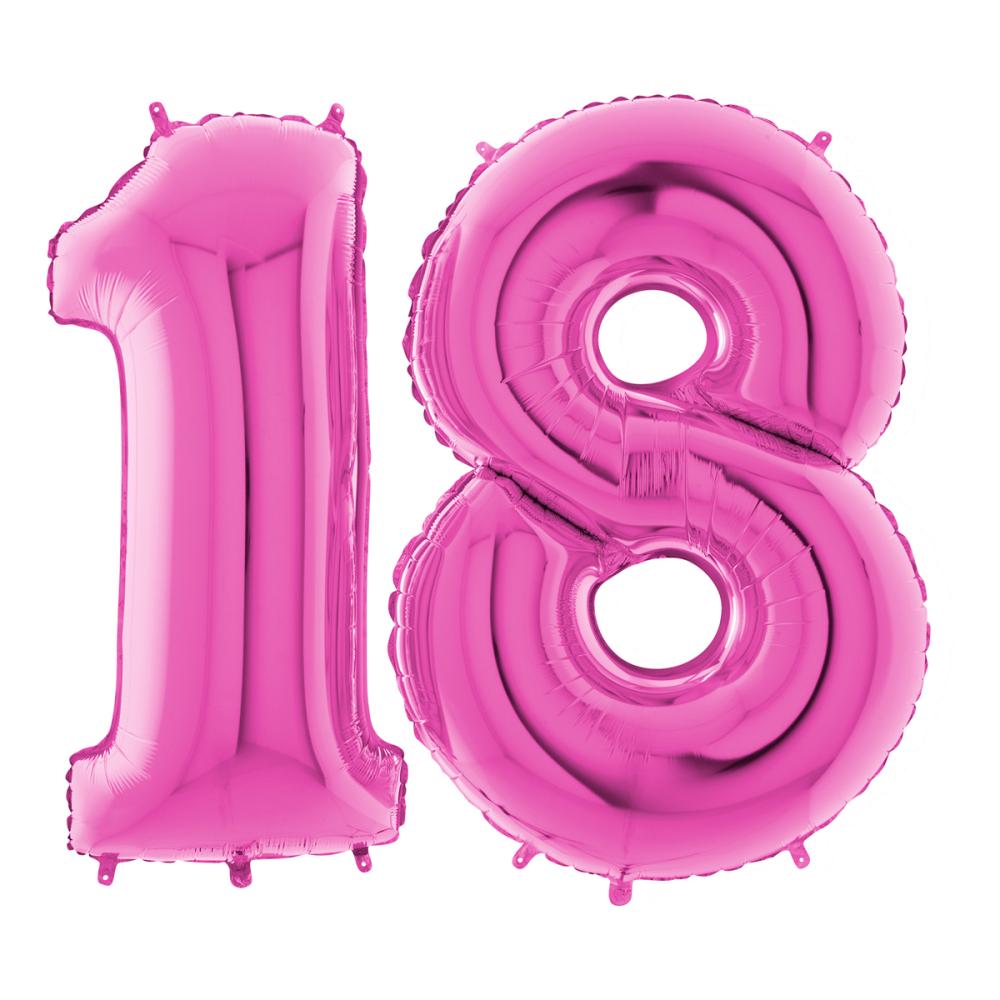Ballongsiffror - 18 Rosa 100 cm