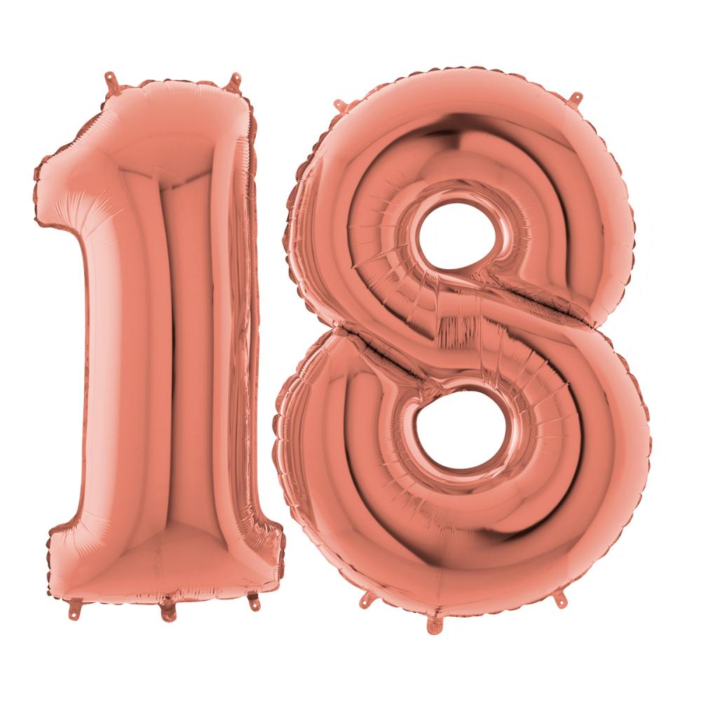 Ballongsiffror - 18 Rose Gold 100 cm