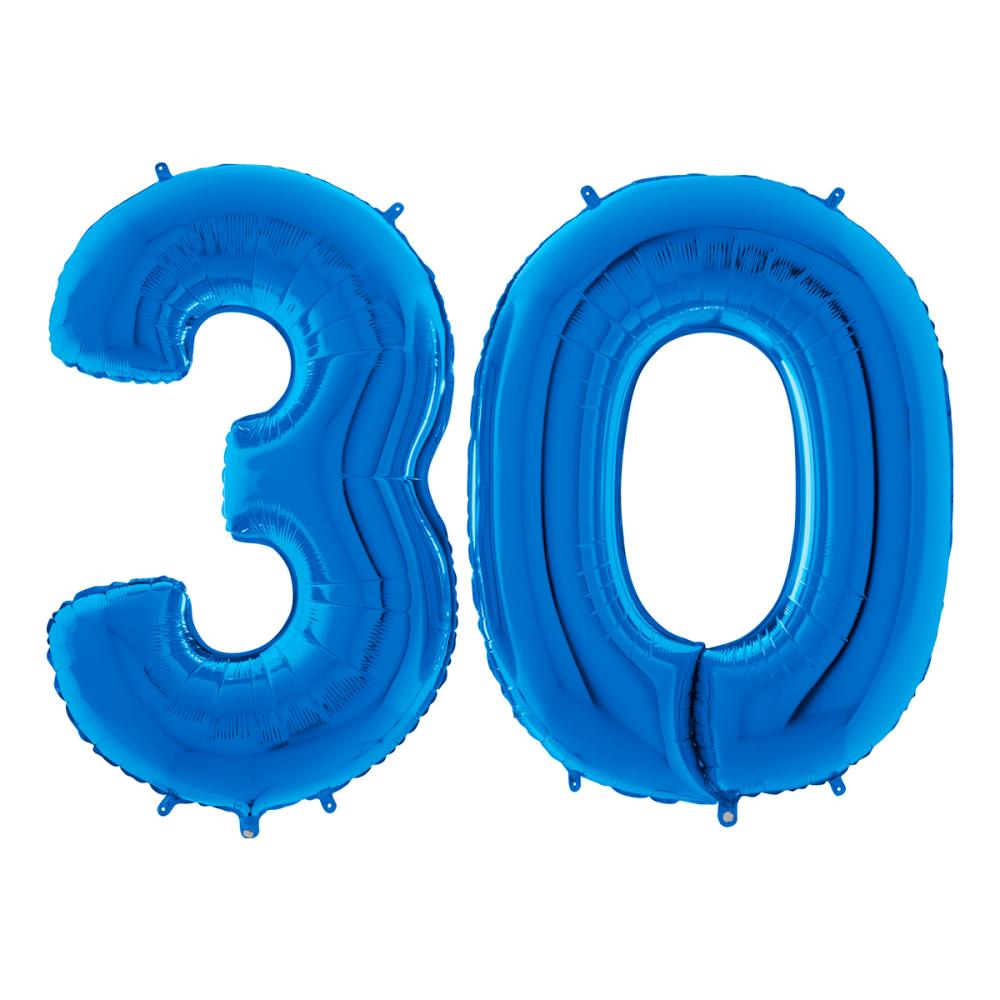 Ballongsiffror - 30 Blå 100 cm
