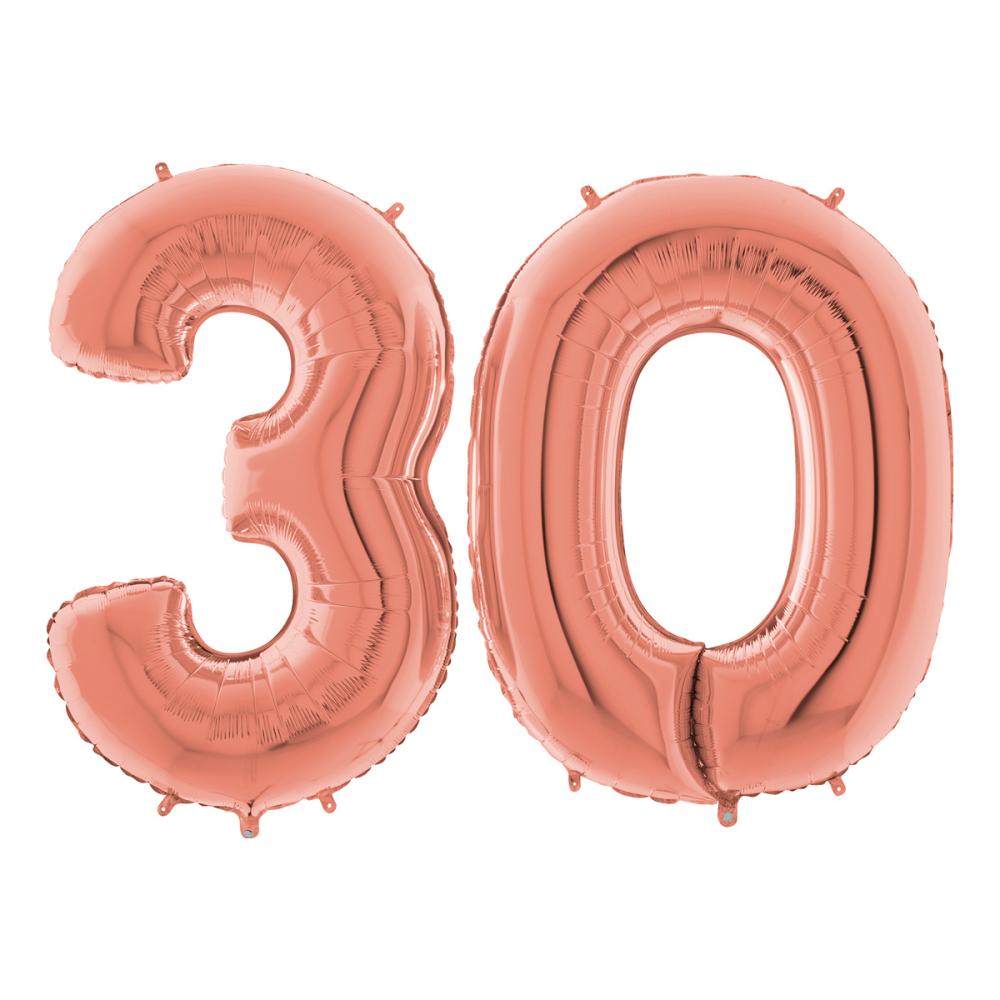 Ballongsiffror - 30 Rose Gold 100 cm