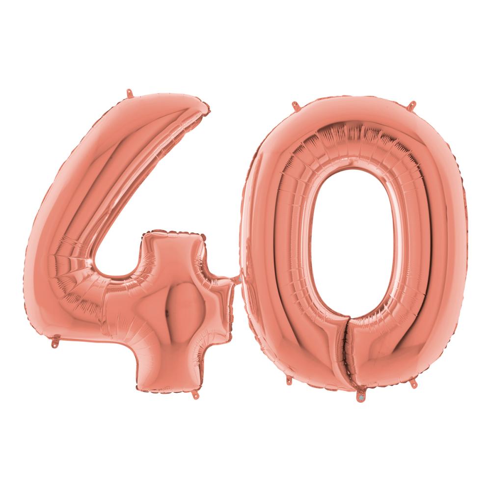 Ballongsiffror - 40 Rose Gold 100 cm