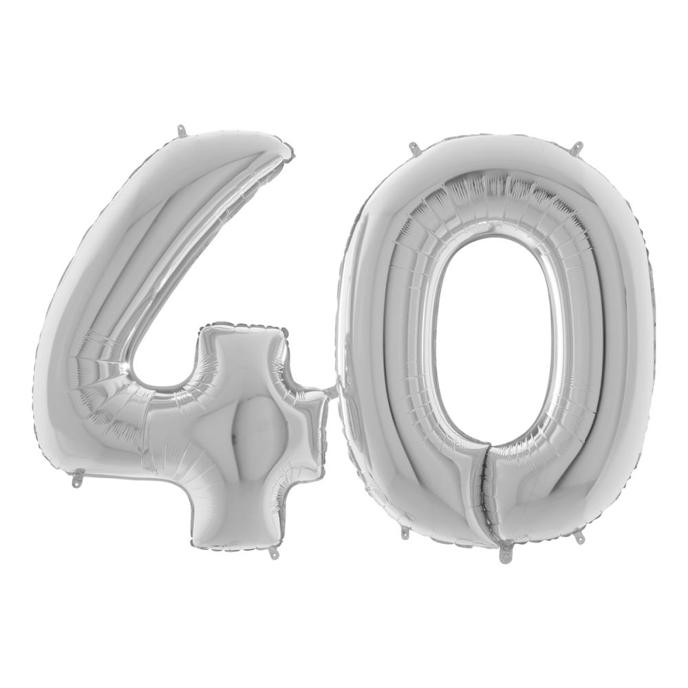 Ballongsiffror - 40 Silver 100 cm