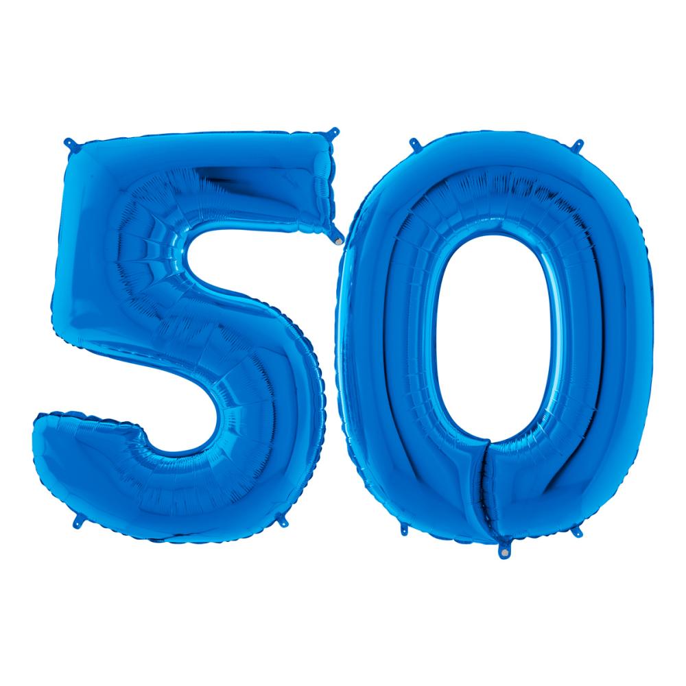 Ballongsiffror - 50 Blå 100 cm