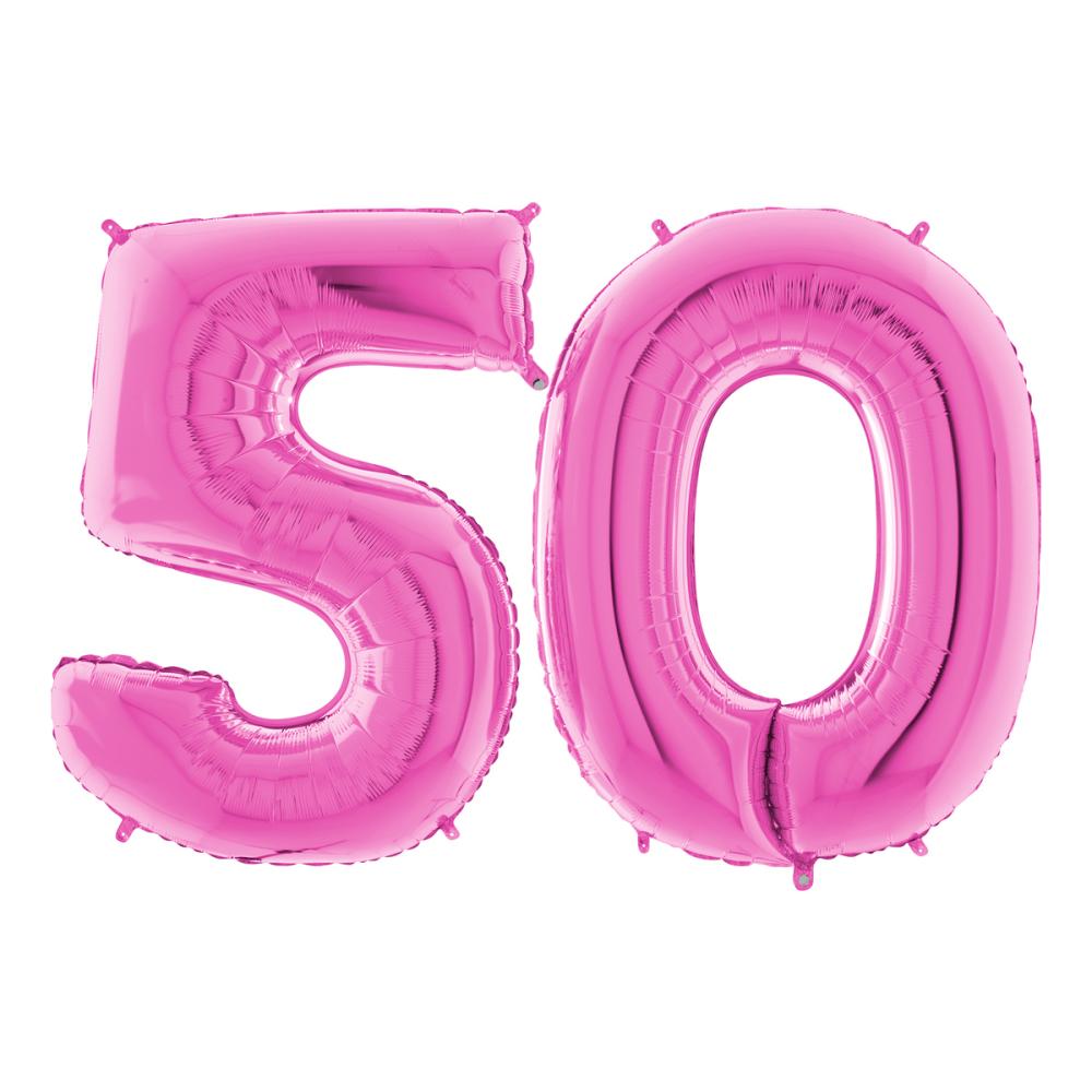 Ballongsiffror - 50 Rosa 100 cm
