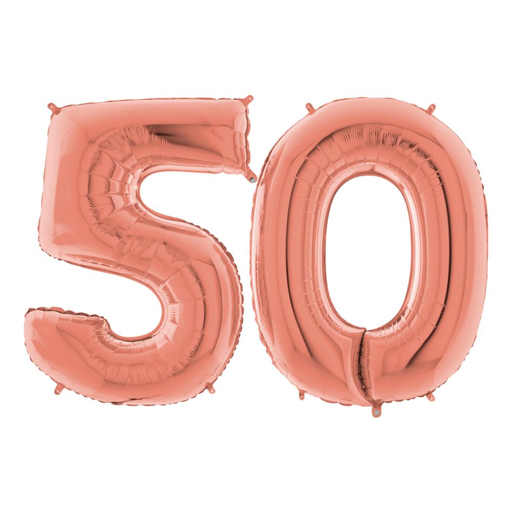Ballongsiffror - 50 Rose Gold 100 cm