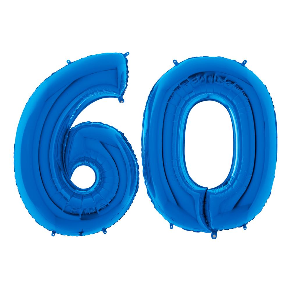 Ballongsiffror - 60 Blå 100 cm