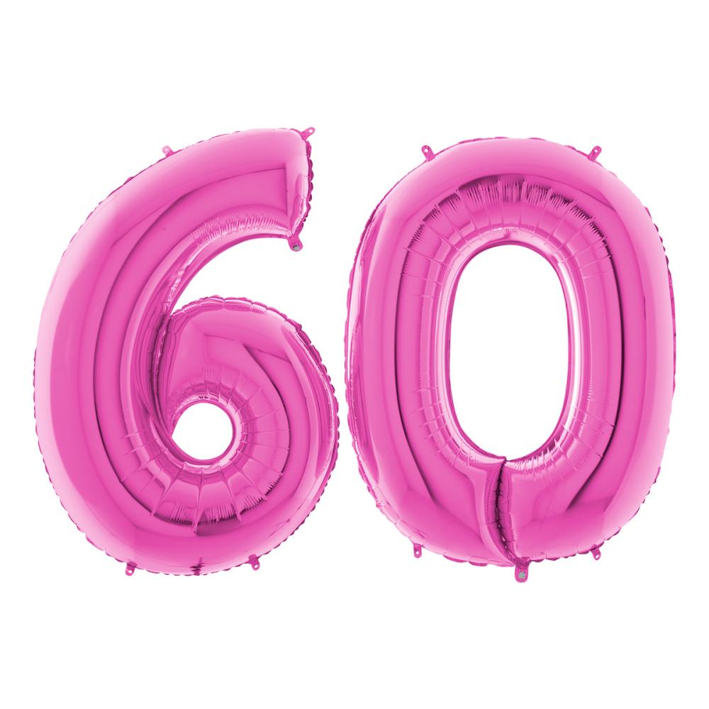 Ballongsiffror - 60 Rosa 100 cm