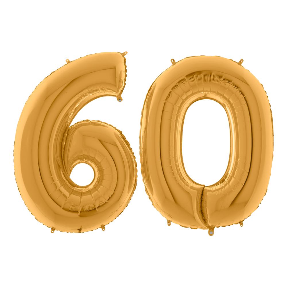 Ballongsiffror - 60 Guld 100 cm