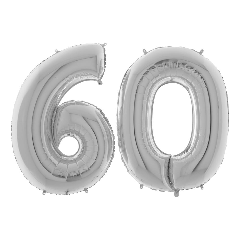 Ballongsiffror - 60 Silver 100 cm