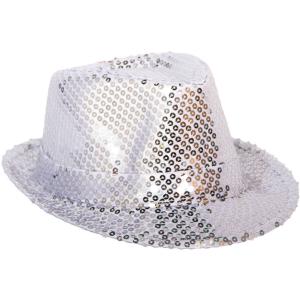 Trilby-hatt Paljetter Silver Deluxe