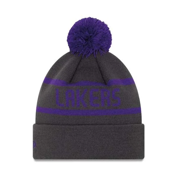 New Era LA Lakers Dark Grey Bobble Beanie