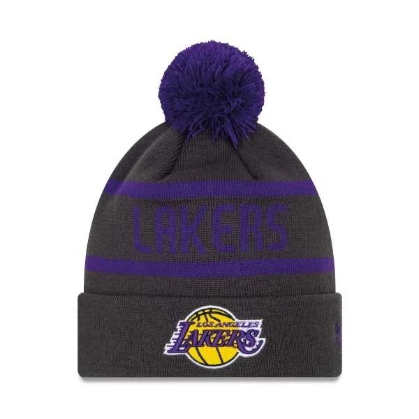 New Era LA Lakers Dark Grey Bobble Beanie