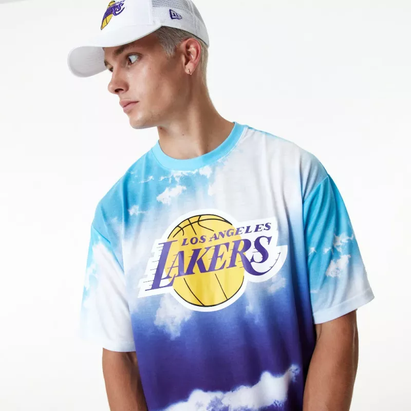 LA Lakers NBA Sky All Over Print Oversized T-Shirt