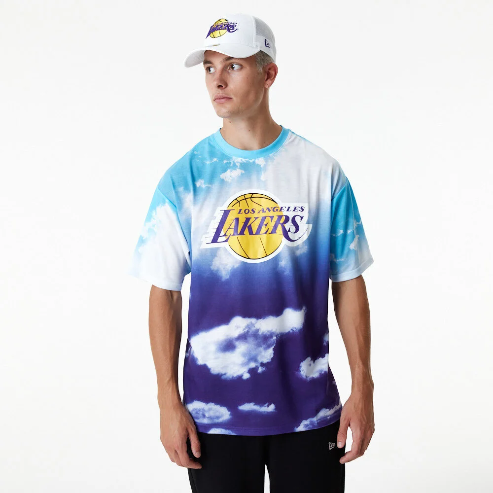 LA Lakers NBA Sky All Over Print Oversized T-Shirt