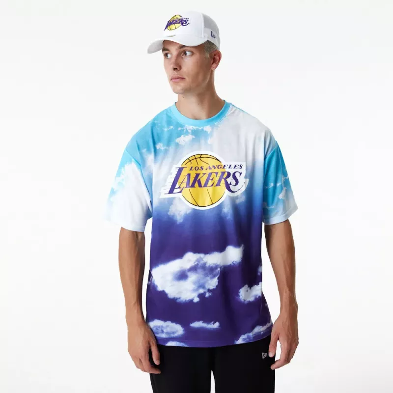 LA Lakers NBA Sky All Over Print Oversized T-Shirt