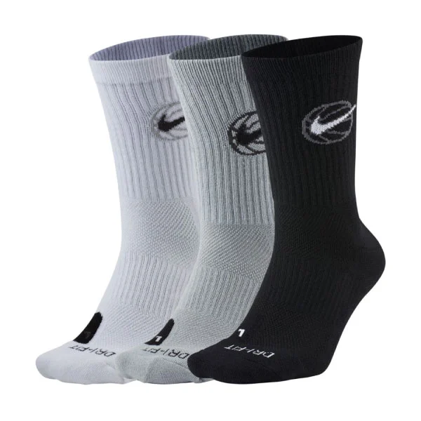 Nike Everyday Elite Crew Sock 3-pack Vit/Grå/Svart