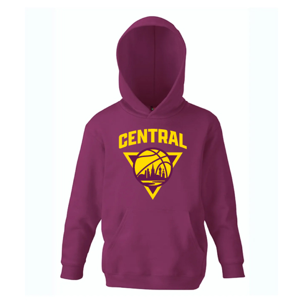 Central Basket Hoody Vinröd Jr Med NAMN