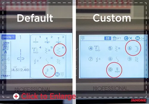 Programmerbart direktval med favoritsömmar på Janome 6700P
