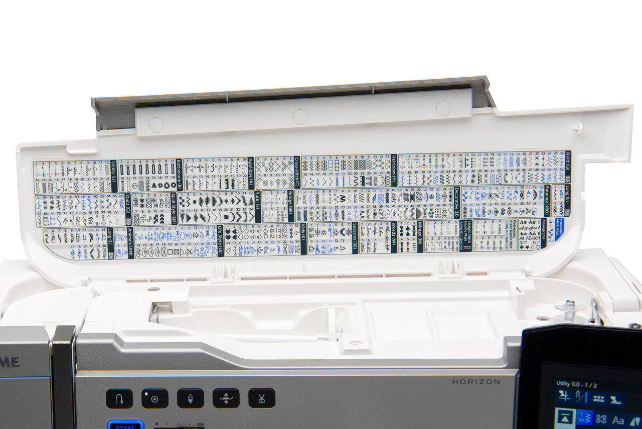 Sömöversikt med 400 sömmar i 18 kategorier på Janome 9480QCP