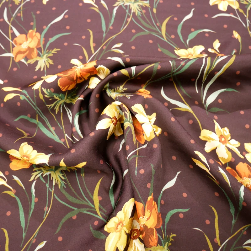 Poppy and Daffodil plommon Bickington Viskos Liberty Fabrics