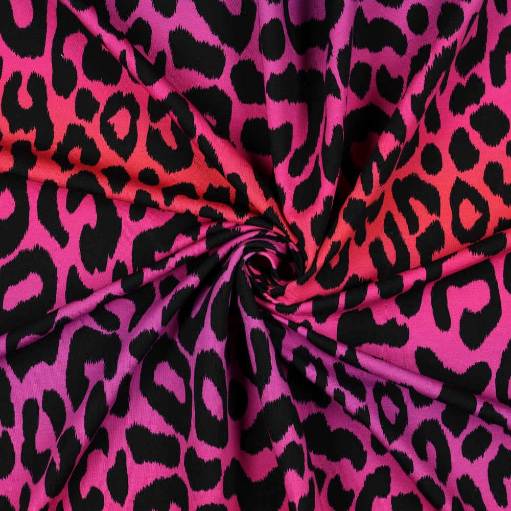 French terry Leopard Rosa