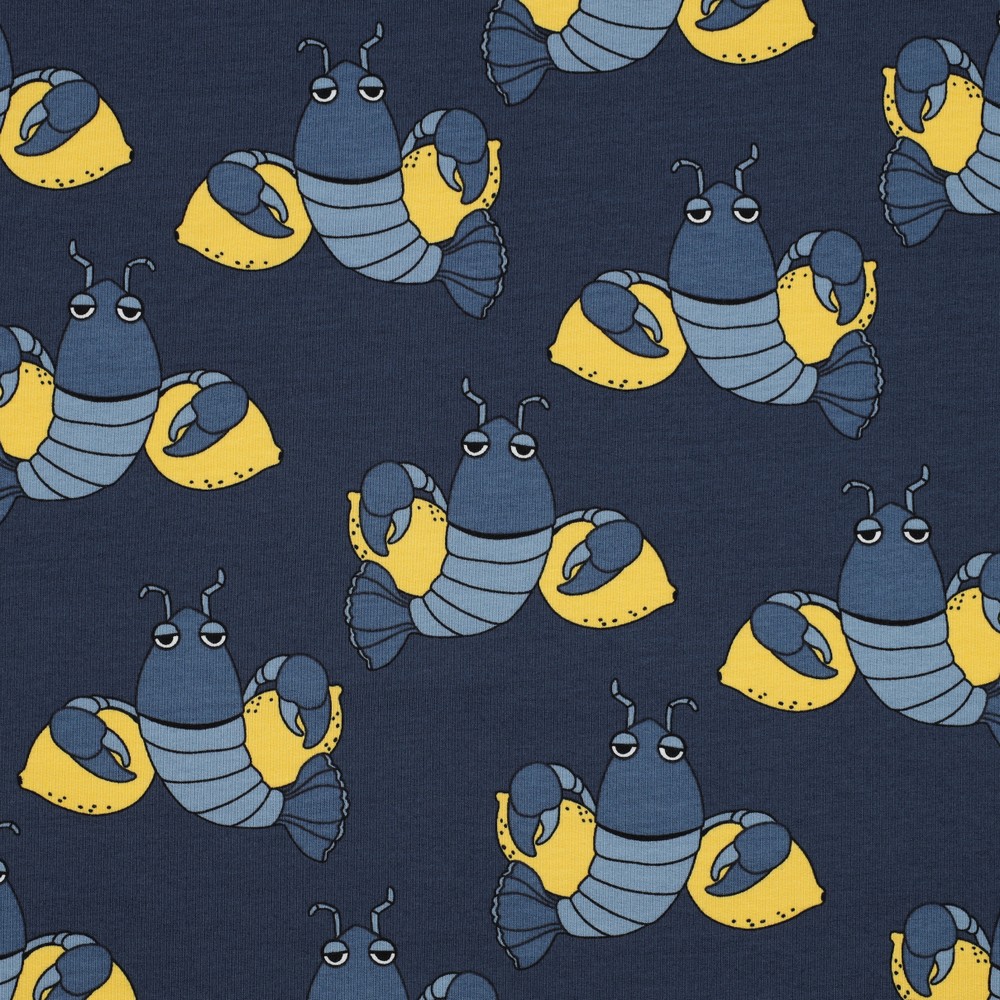 French terry Cool Lobsters Blue