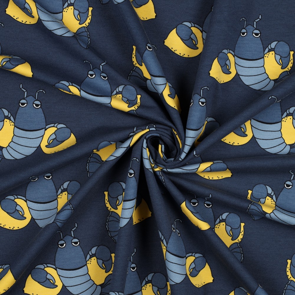 French terry Cool Lobsters Blue