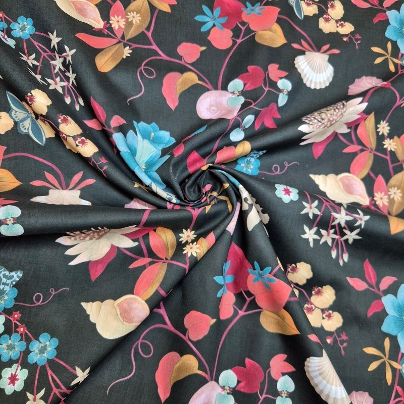 Doreen June svart Tana Lawn™ Liberty Fabrics