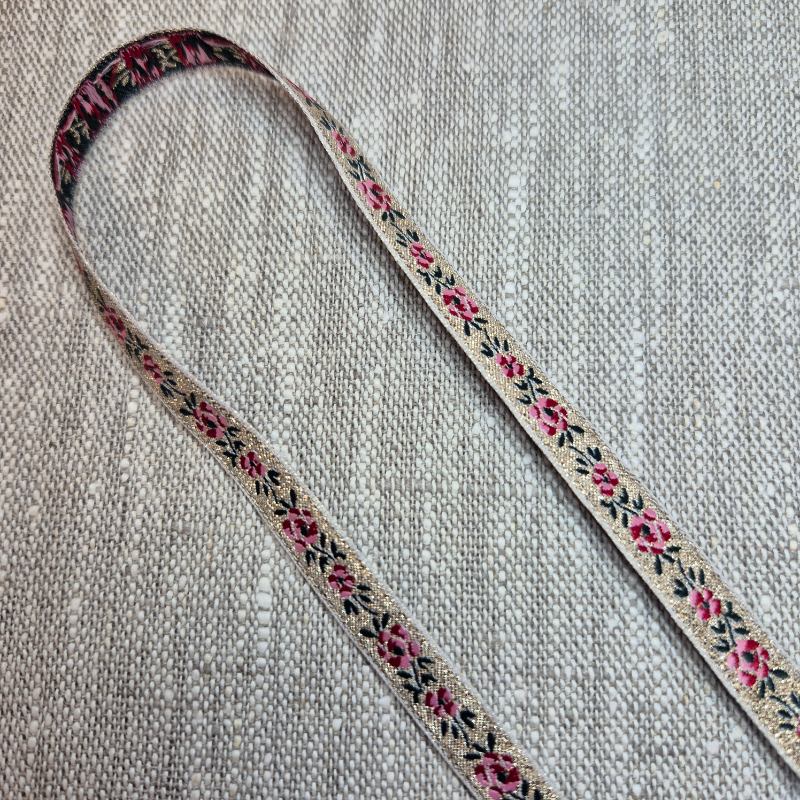 Dekorationsband 10mm Rosa/Guld