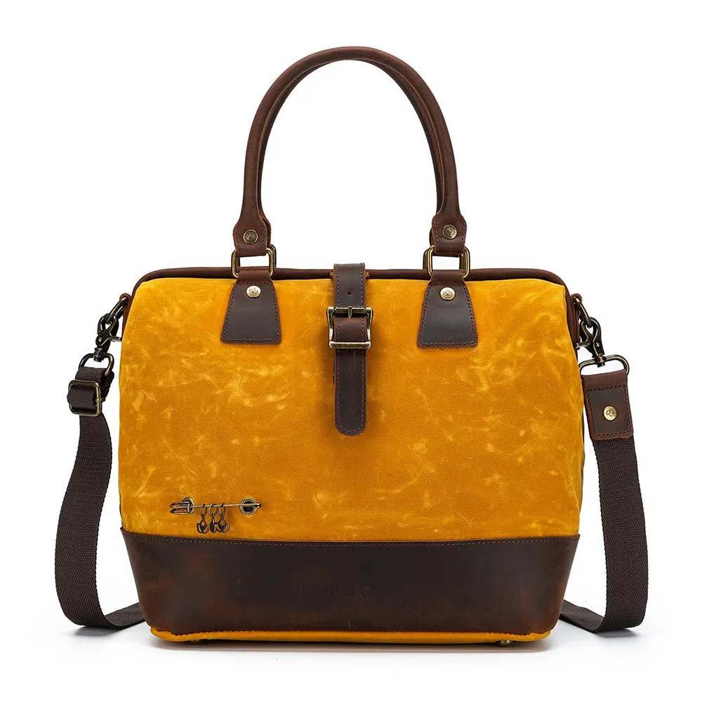 Della Q Makers Satchel Canvas - senapsgul